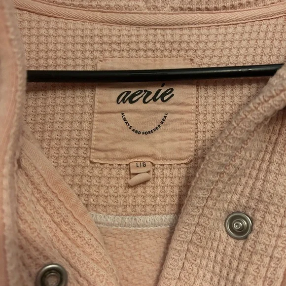 Aerie Light Pink Waffle Knit Pullover - Picture 2 of 3